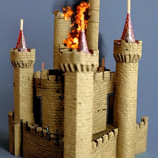 Prompt: a castle made out of matches