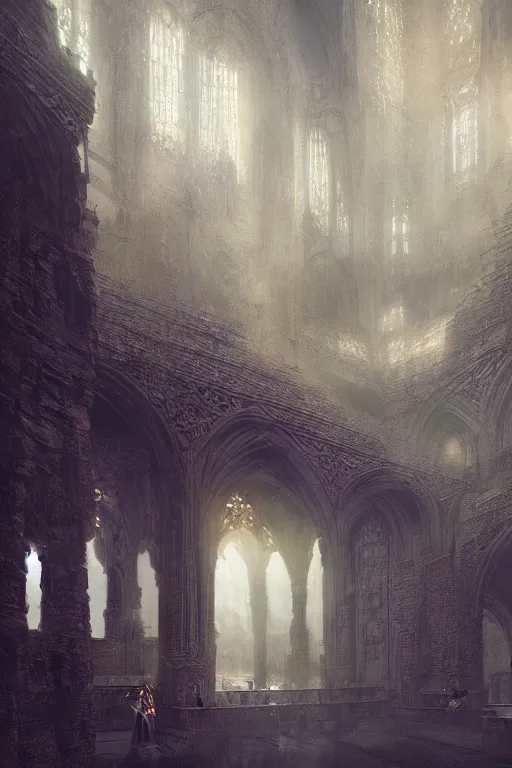 Image similar to inside king arthur castle, intricate, elegant, volumetric lighting, digital painting, highly detailed, artstation, sharp focus, illustration, concept art, ruan jia, steve mccurry