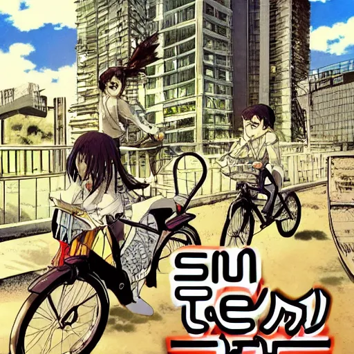 Image similar to seinen manga 🌇 🚲🚲🚲!!!!