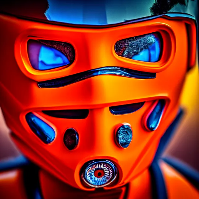 Image similar to orange power ranger, 8 k, hdr, smooth, sharp focus, high resolution, award - winning photo