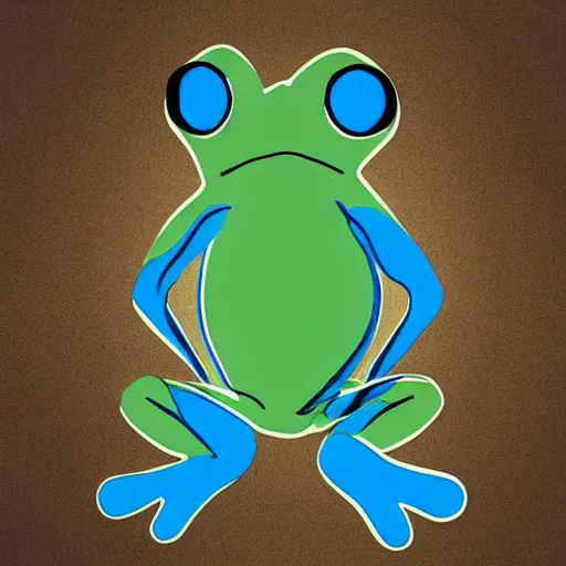 Image similar to frog with a human body, art