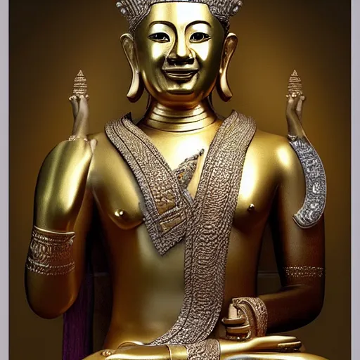 Image similar to sculpture of king ramkhamhaeng, king of sukothai, made by michelangelo, art station, concept art