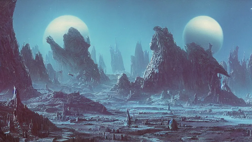 Image similar to alien planet, an empire in upheaval by arthur haas and bruce pennington, cinematic matte painting