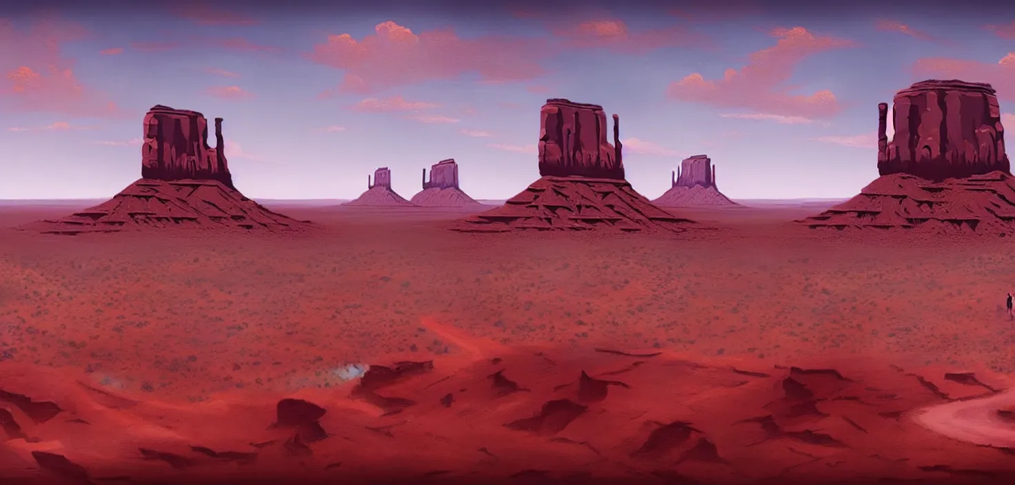 Image similar to texas monument valley, cinematic view, detailed, high detail, trending on artstation, art greg rutkowski