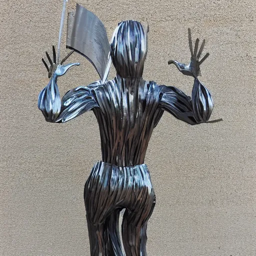 Prompt: metal sculpture of christian funnell
