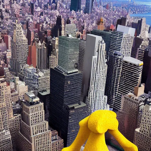 Prompt: giant massive corndog kaiju attacking new york city