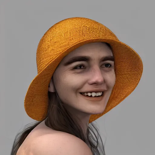 Image similar to a portrait of a beautiful smiling woman by daniel jackson, long hair, aged 2 5, swedish, wearing a travel hat, photo realistic, real life, photograph, 3 5 mm, octane render, trending on artstation