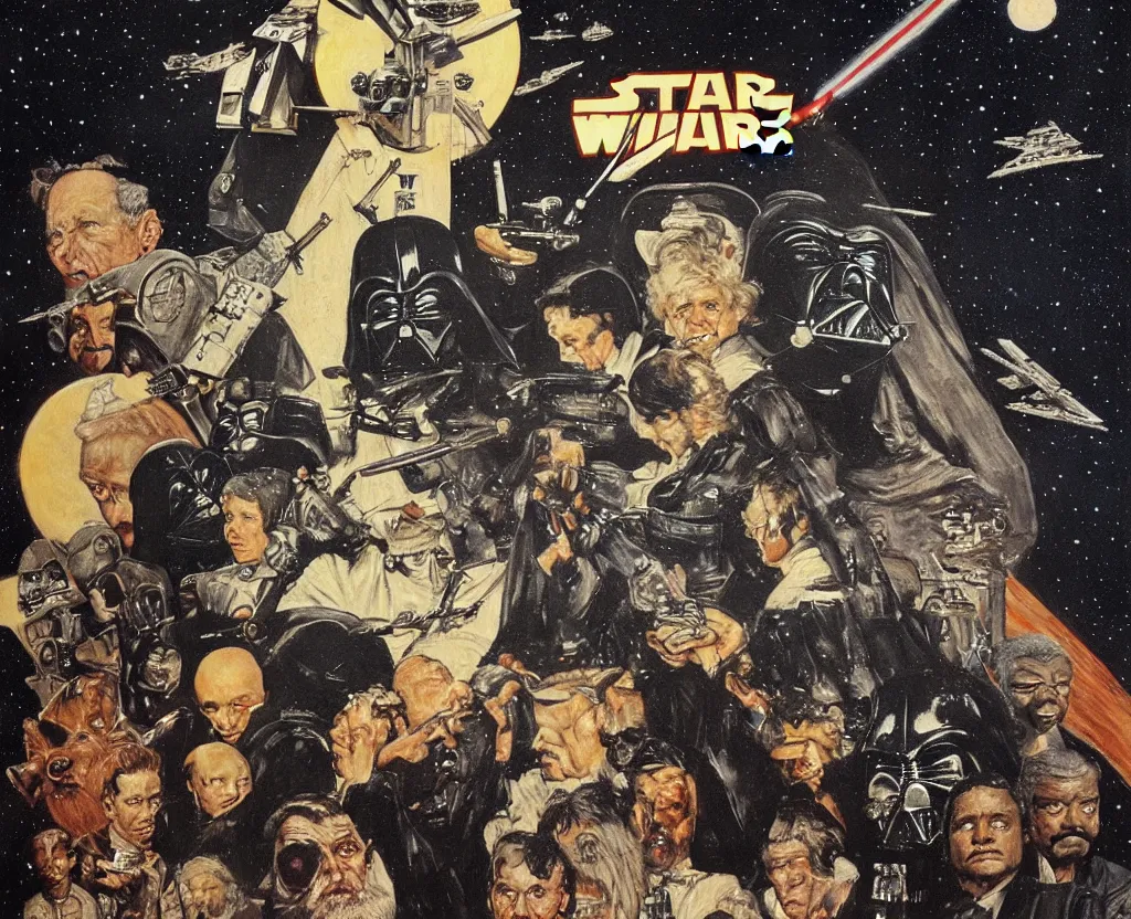 Image similar to star wars by norman rockwell, detailed painting, 8 k