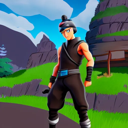 Prompt: ninja from fortnite in the style of studio ghibli