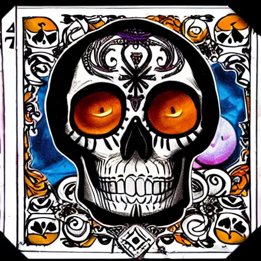 Image similar to haunted, skull, day of the dead, fortune teller, tarot, ouija