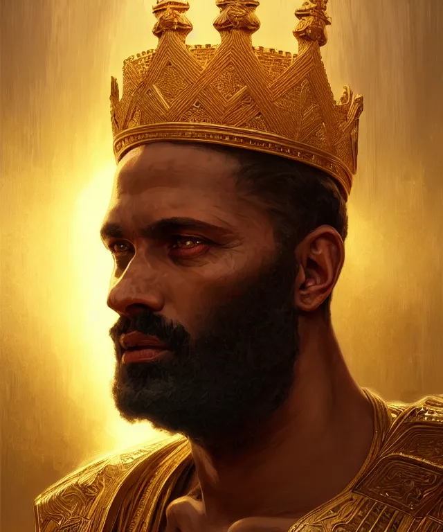 Image similar to portrait of biblical king of babylon nebuchadnezzar ii, intricate, headshot, highly detailed, digital painting, artstation, concept art, sharp focus, cinematic lighting, illustration, art by artgerm and greg rutkowski, alphonse mucha, cgsociety