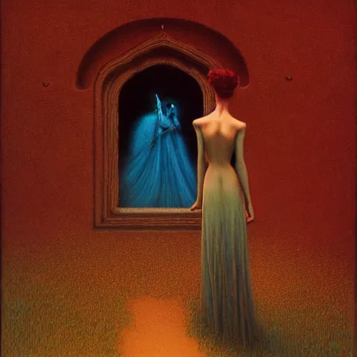 Image similar to Cinderella in style of Zdislaw Beksinski