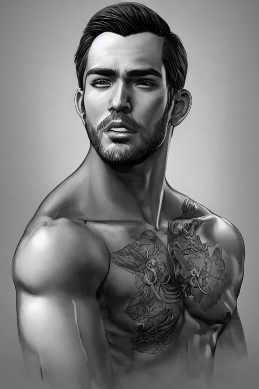 Image similar to a highly detailed portrait of a handsome man in the style of artgerm.