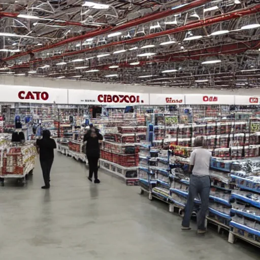 Image similar to a costco entirely staffed by robots