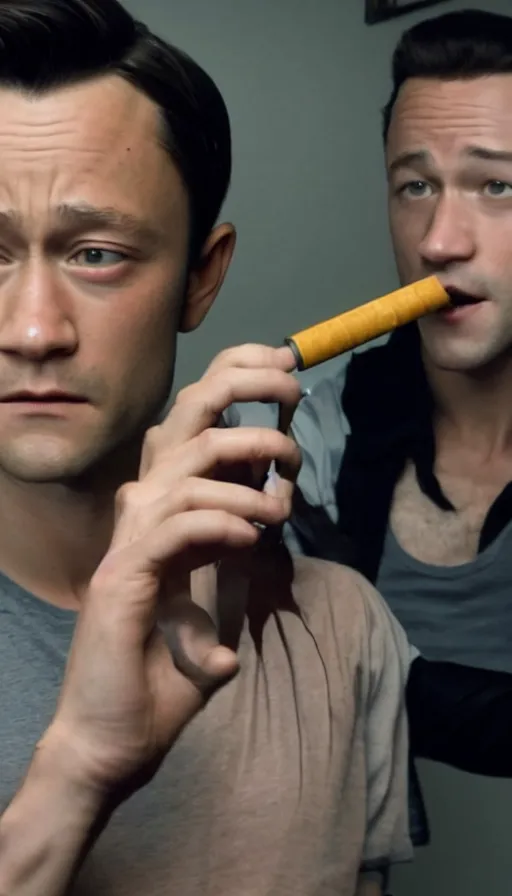 Image similar to joseph gordon levitt smoking shiha, insane, intricate, highly detailled, sharp focus 8k