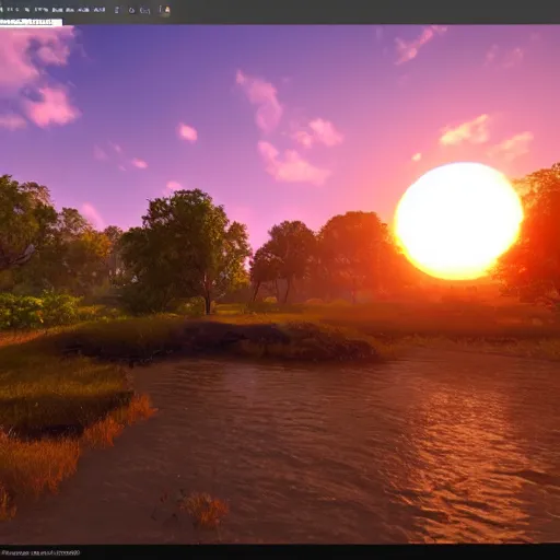 Prompt: the setting sun, unreal engine 5