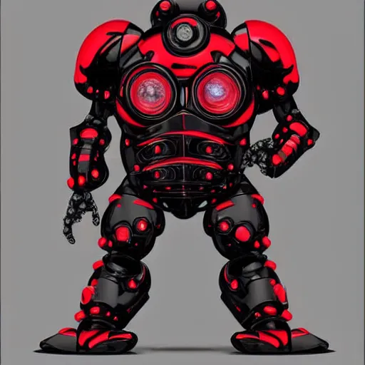 Prompt: robot tardigrade, black armor with red accents, smooth, sharp, photorealistic