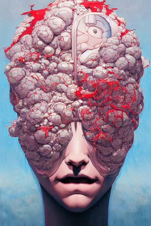 Image similar to prompt : figurative unique features subconscious, symmetrical face, portrait soft light painted by james jean and katsuhiro otomo and erik jones, inspired by akira anime, smooth face feature, intricate oil painting, high detail illustration, sharp high detail, manga and anime 1 9 9 9