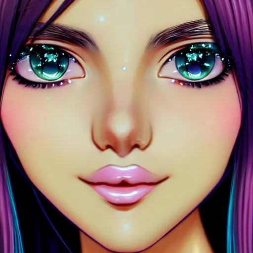 Image similar to close up portrait of a cute victoria justice glitter diamonds by range murata new type magazine uhd 8 k depth of field sharply crisply 3 d digital manga art complimentary coloring radiantly greatly artistic ultraly trending on pinterest winner of illustrator award