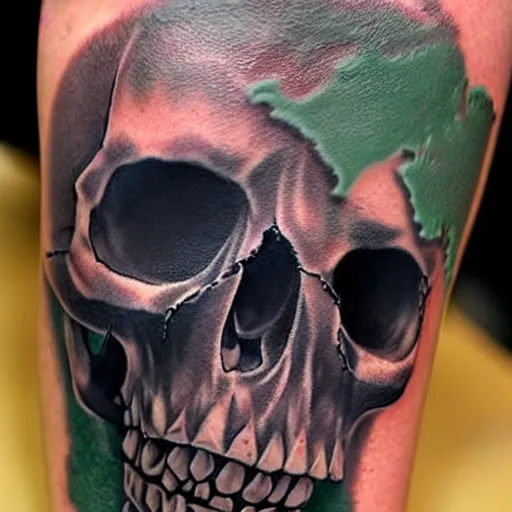 dark tattoo and snake wrapping around skull green  Stable Diffusion   OpenArt
