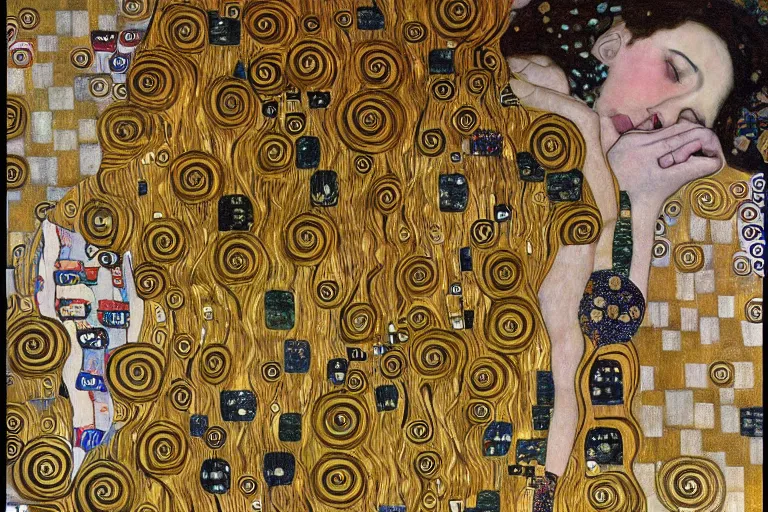 Image similar to that feeling when you wake up and realize its saturday, highly detailed illustration, in the style of gustav klimt