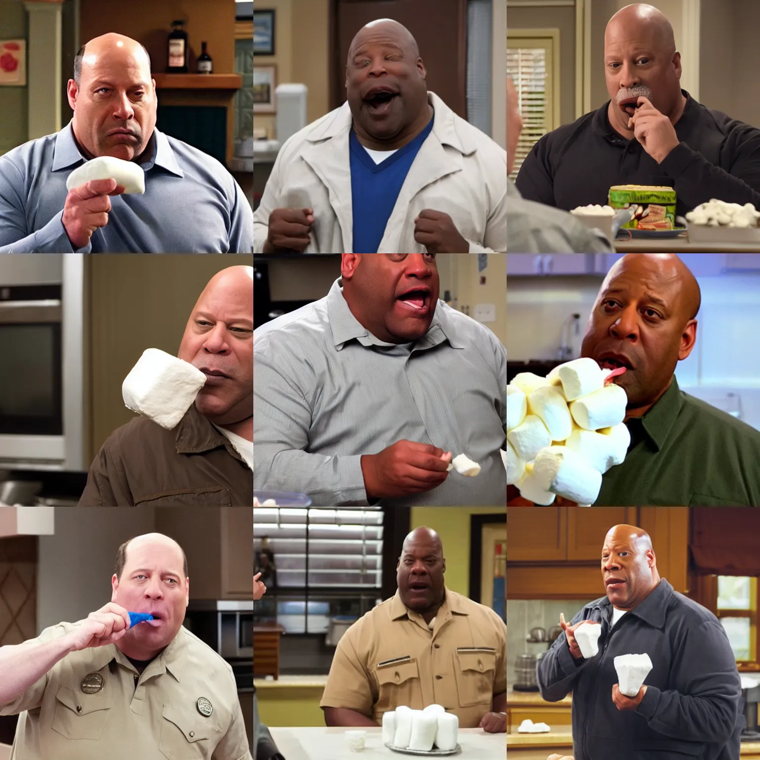 Prompt: raymond holt eating a marshmallow