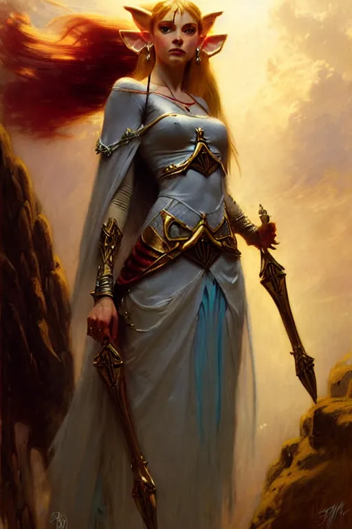 Prompt: princess zelda by gaston bussiere bayard wu, greg rutkowski, giger, maxim verehin