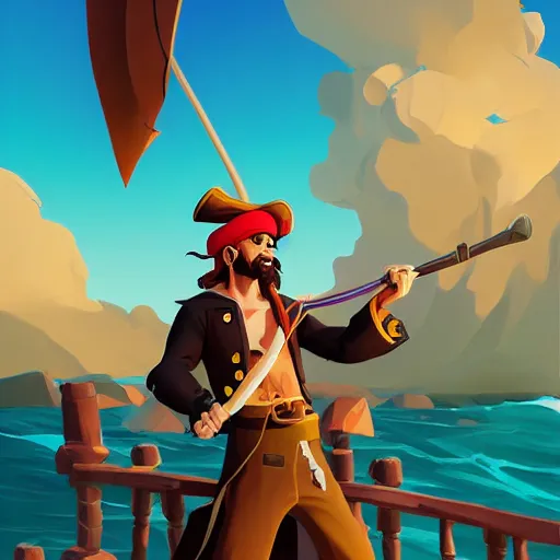 Image similar to painting jack the pirate on sea of thieves game avatar hero smooth face median photoshop filter cutout vector behance hd by jesper ejsing, by rhads, makoto shinkai and lois van baarle, ilya kuvshinov, rossdraws, illustration, art by ilya kuvshinov and gustav klimt