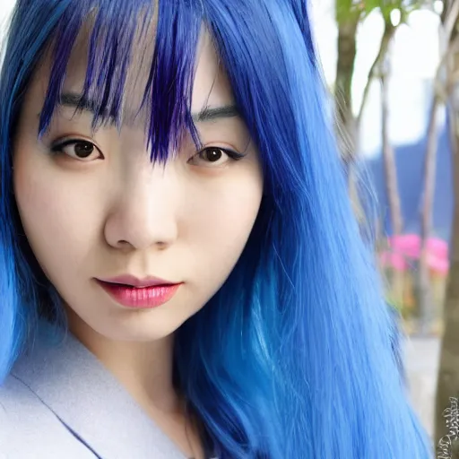 Image similar to Blue Haired Asian girl, Japanese style