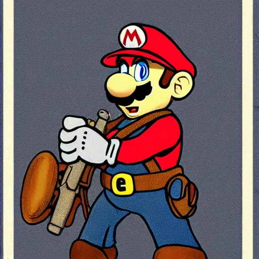 Image similar to mario as a world war i soldier, super high quality, detailed