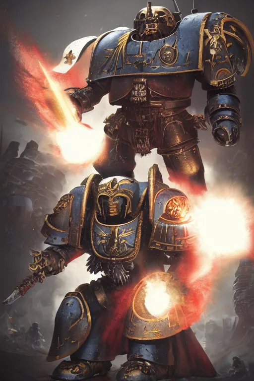 Prompt: warhammer 4 0 k horus heresy fanart - the primarchs emperor by johannes helgeson animated with vfx concept artist & illustrator global illumination ray tracing hdr fanart arstation zbrush central hardmesh 8 k octane renderer