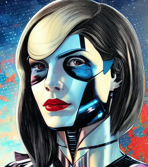 Image similar to portrait of a female android, by DC comics and Sandra Chevrier