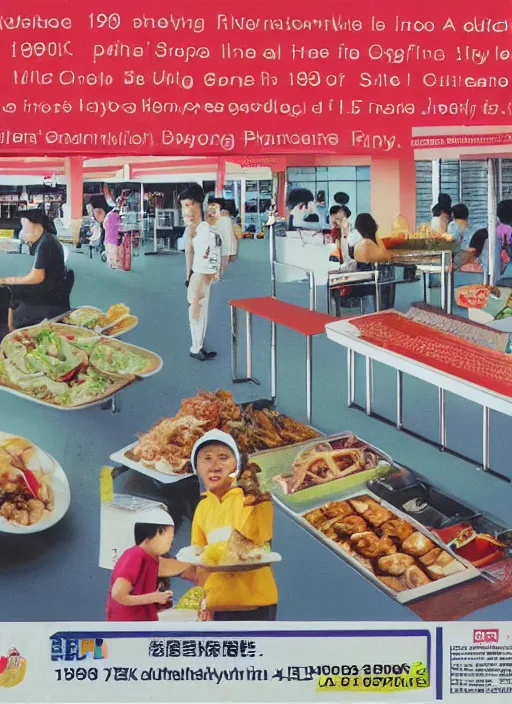 Prompt: 1 9 9 0 s singaporean public education poster for hawker centres