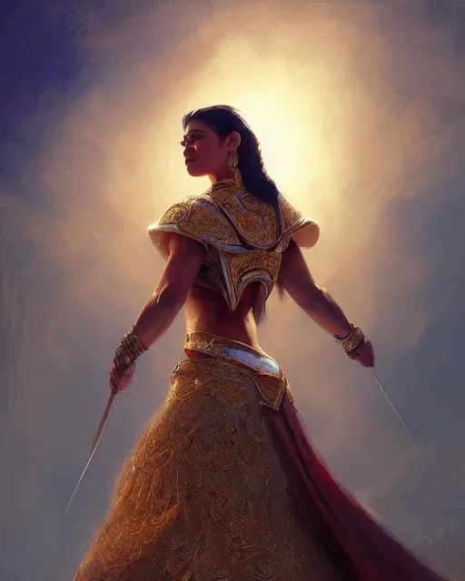 Image similar to Pride as a beautiful latino princess, gorgeous, portrait, powerful, intricate, beautiful, masterpiece, elegant, volumetric lighting, back lighting, rimlight, dramatic lighting, digital painting, highly detailed, artstation, sharp focus, illustration, Artgerm, Jean-Léon Gérôme , ruan jia