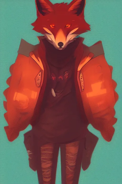 Image similar to a fox fursona, trending on artstation, by kawacy, furry art, digital art, cyberpunk, high quality, backlighting