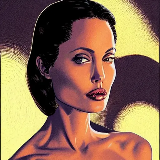 Image similar to “ angelina jolie retro minimalist portrait by jean giraud, moebius starwatcher comic, 8 k ”