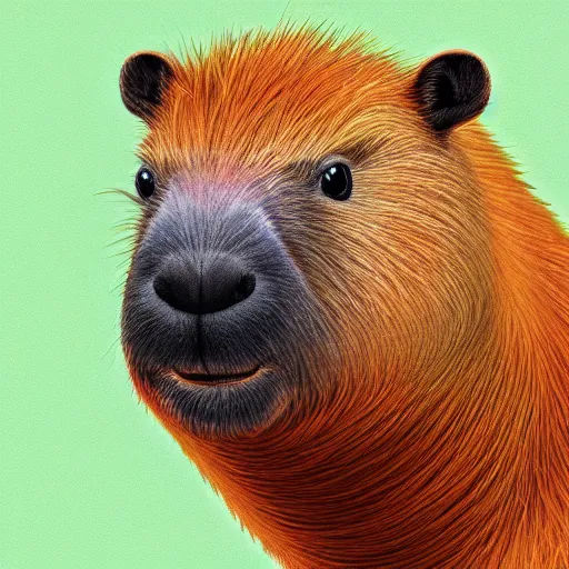 Prompt: a digital painting of an anthropomorphic capybara