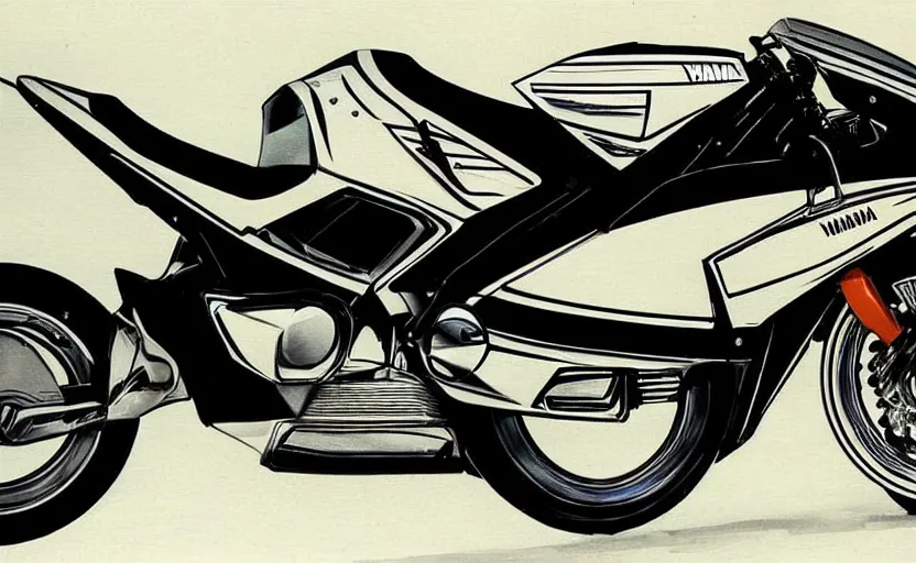 Prompt: 1 9 8 0 s yamaha motorcycle concept art,