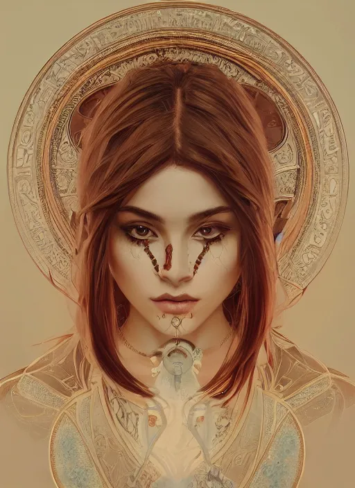 Prompt: symmetry!! jade, machine parts embedded into face, intricate, elegant, highly detailed, digital painting, artstation, concept art, smooth, sharp focus, illustration, art by artgerm and greg rutkowski and alphonse mucha, 8 k