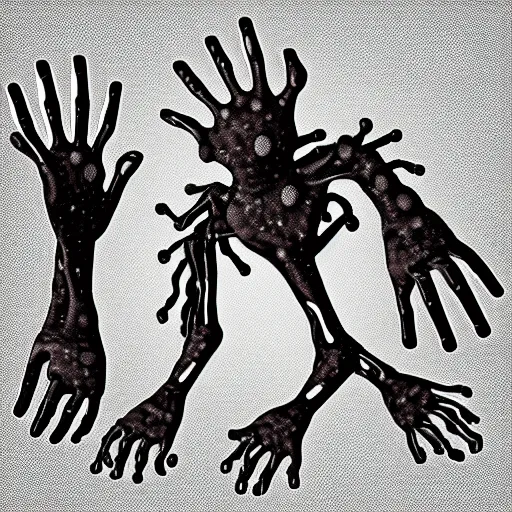 Image similar to a virus with hands and legs,