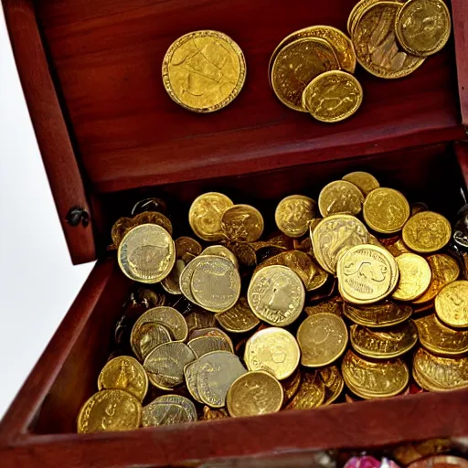 Image similar to a treasure chest full of gold coins and gems
