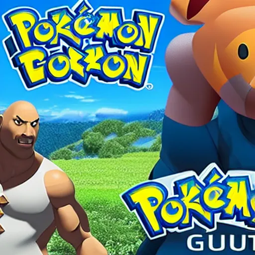 Prompt: dwayne the rock johnson as pokemon go pokemon screenshot from pokemon go