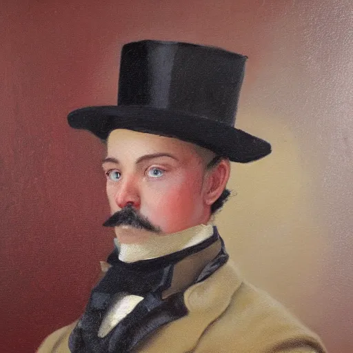 Image similar to Oil Painting portrait of a Victorian Gentleman with a Steampunk prosthetic