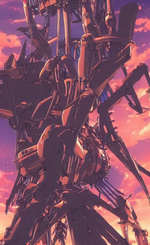 Prompt: < evangelion unit - 0 3 > stands in the ocean with a big < steampunk guitar >, movie poster,, 3 d anime, arcane style, retropunk, high resolution, 4 k, retrofuturism, by < yoshiyuki sadamoto > and ghibli