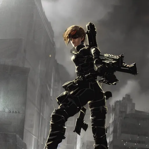 Image similar to emma watson as a paladin metal gear dramatic lighting cinematic cinematic lighting by Richard Schmid by Yoji Shinkawa by artgem