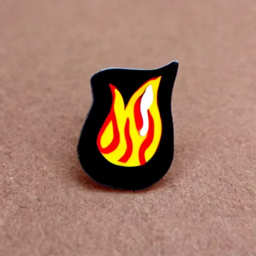 Image similar to minimalistic enamel pin of fire flame, retro design