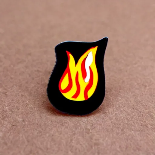 Prompt: minimalistic enamel pin of fire flame, retro design