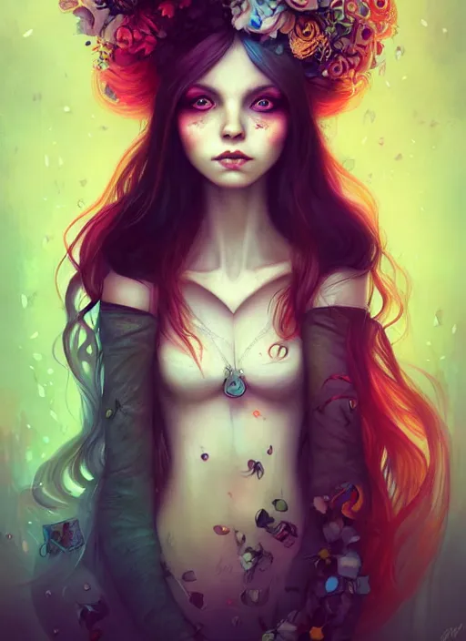 Image similar to a portrait of a pretty sewer punk young lady by anna dittmann