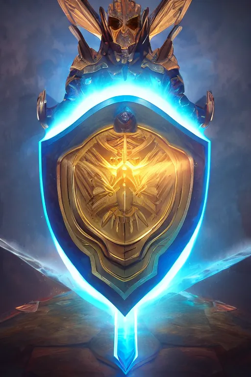 Image similar to shield fantasy epic legends game icon stylized digital illustration radiating a glowing aura global illumination ray tracing hdr fanart arstation by ian pesty and katarzyna da „ bek - chmiel