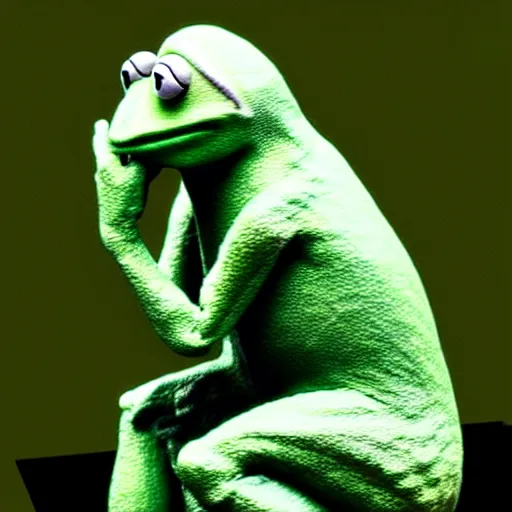 Image similar to The Thinker Kermit the frog by Auguste Rodin